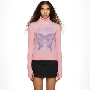 GANNI Butterfly Turtleneck Sweater